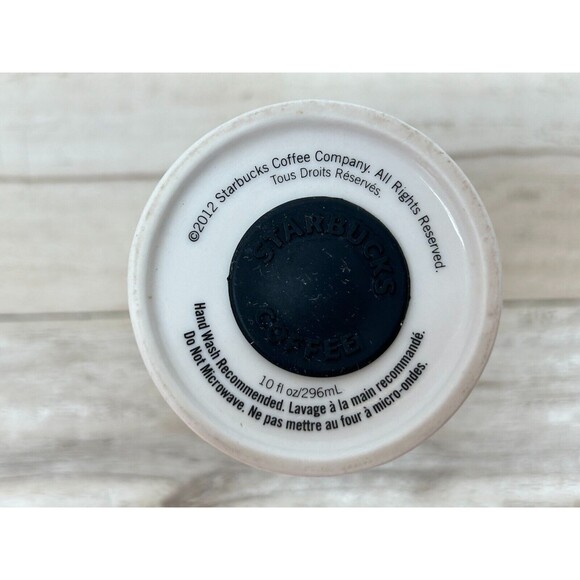 2012 Starbucks Quilted White Porcelain Coffee Travel Mug 10 Fl Oz With Lid - Picture 9 of 11